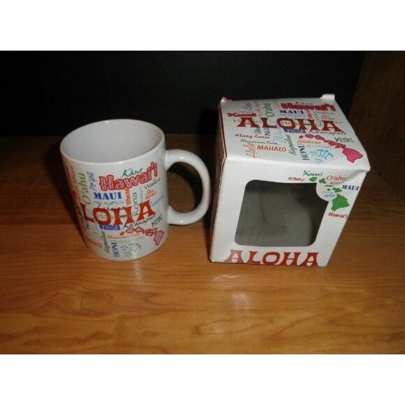 NEW (OPEN BOX) HAWAII MUG HOT OR COLD "WORDS OF ALOHA" 10 OUNCES - Picture 1 of 3